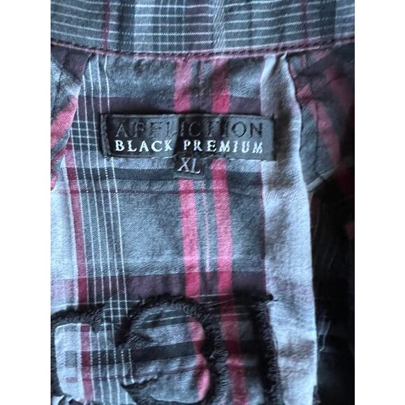 Affliction black & red plaid button down shirt size XL - Picture 3 of 6